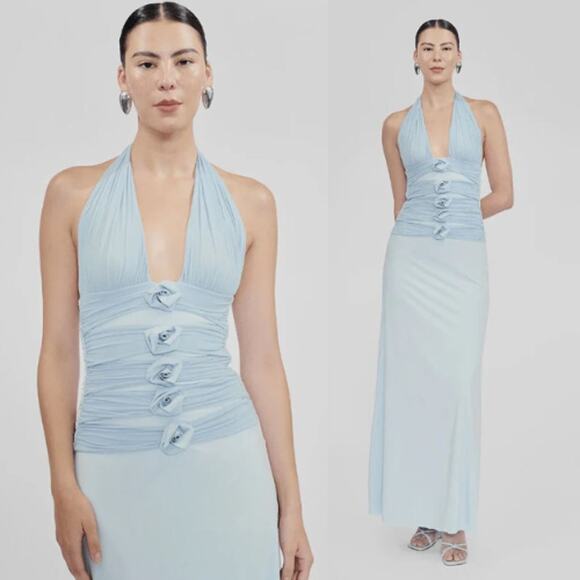 Maygel Coronel | Villadiego Dress in Arctic Powder Blue Maxi Rosettes One Size - Picture 3 of 16